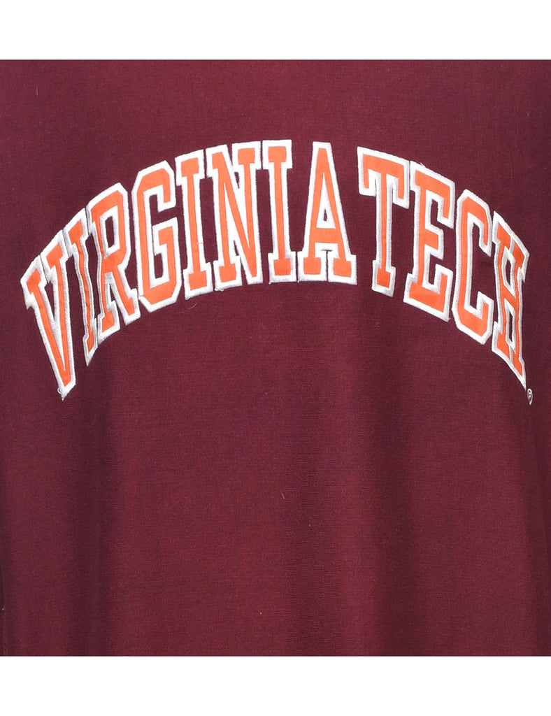 Embroidered Virginia Tech Maroon & Orange Printed Sweatshirt - XL