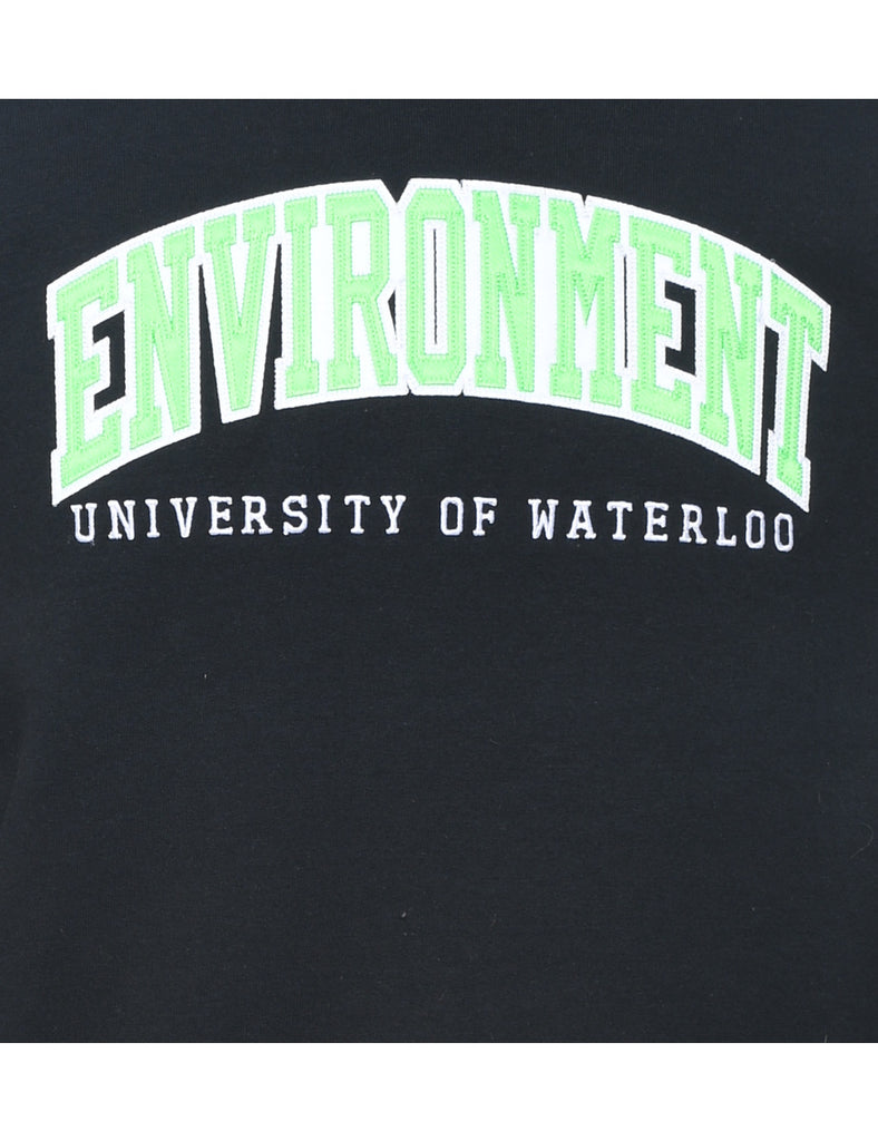 Environment Black & Light Green Embroidered Sweatshirt - S