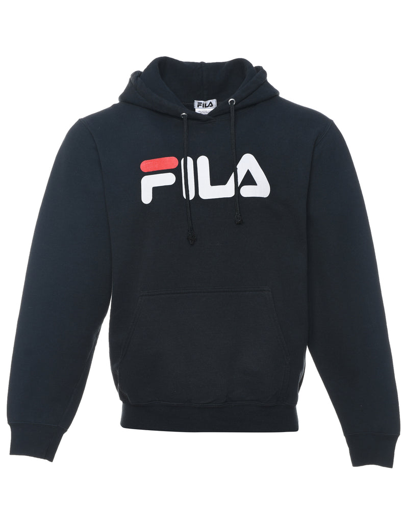 Fila Black, White & Red Printed Hoodie - S