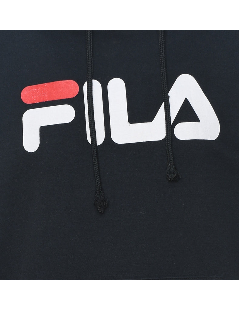 Fila Black, White & Red Printed Hoodie - S