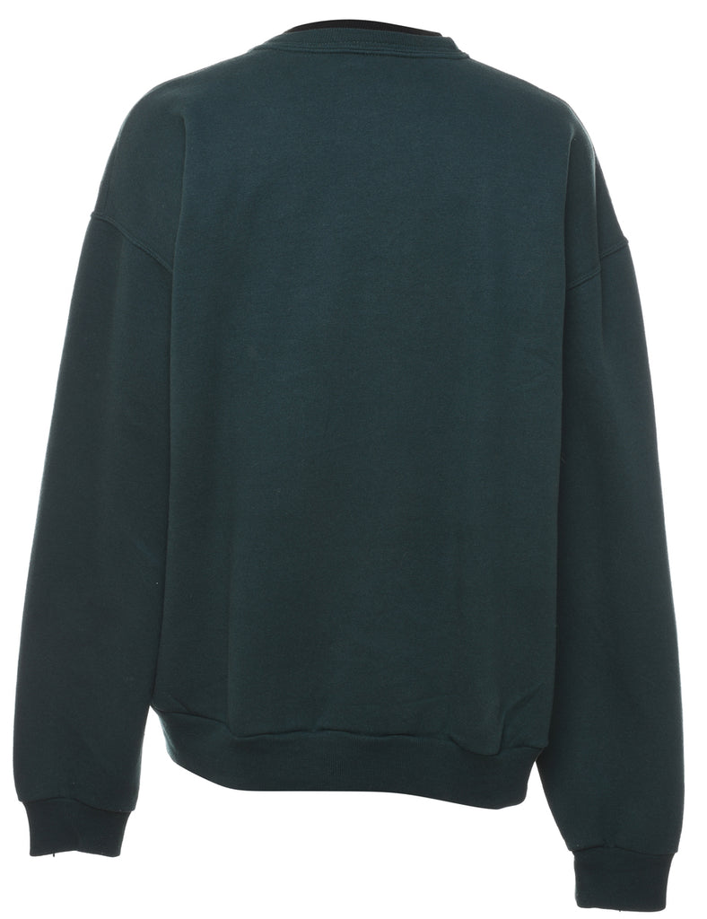 Floral Dark Green 1990s Sweatshirt - L