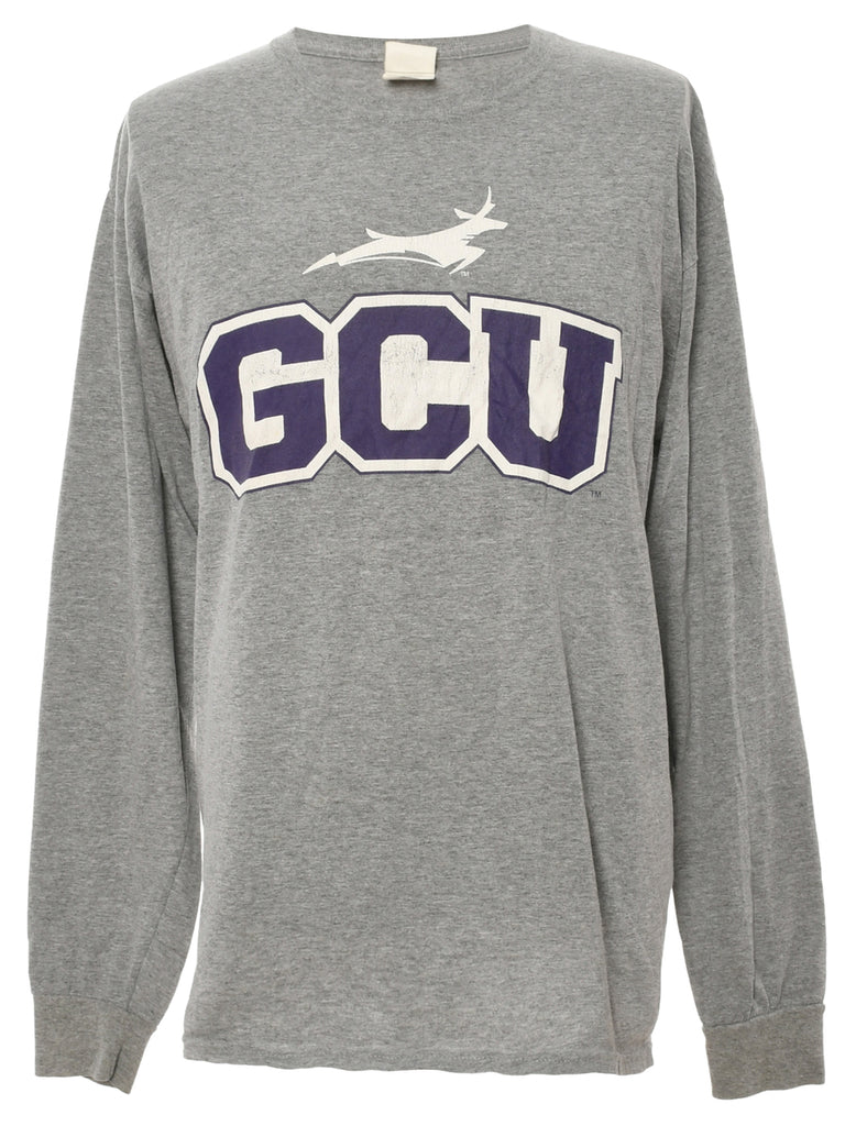 GCU Grey & Purple Contrast Printed T-shirt - M