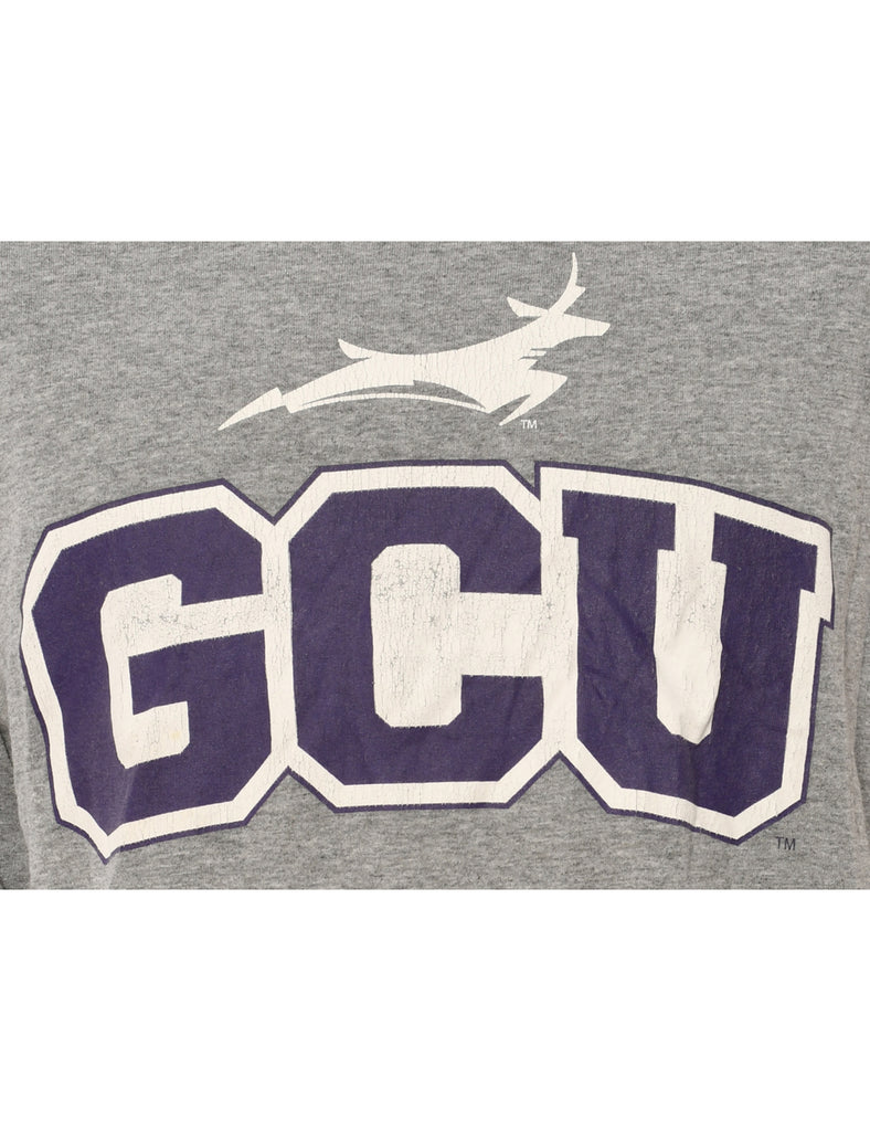 GCU Grey & Purple Contrast Printed T-shirt - M