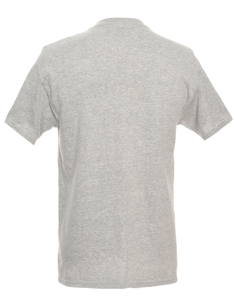 Gildan Mattawan Grey & Navy pRINTED Sports T-shirt - M