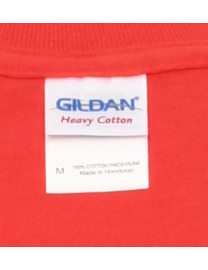 Gildan Red Printed T-shirt - M