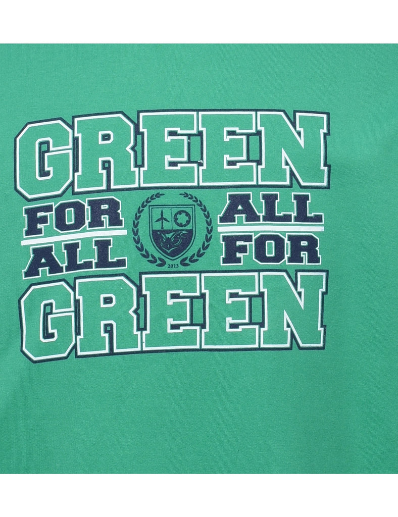 Green & White Printed Sweatshirt - L