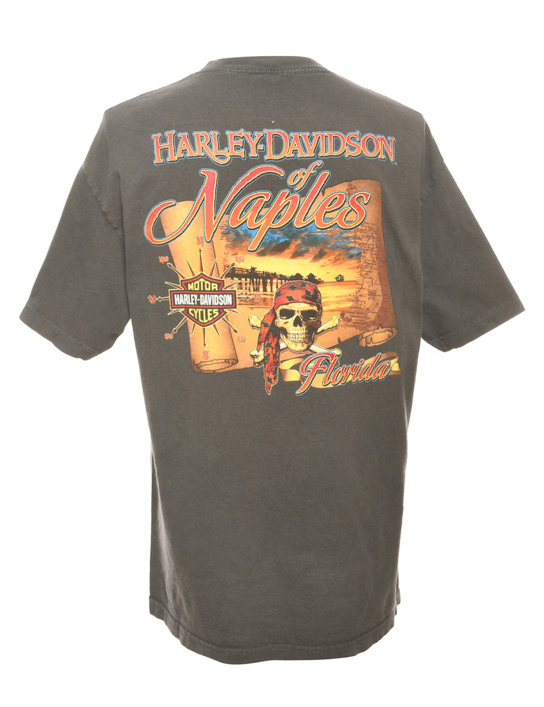 Grey Harley Davidson Printed T-shirt - L