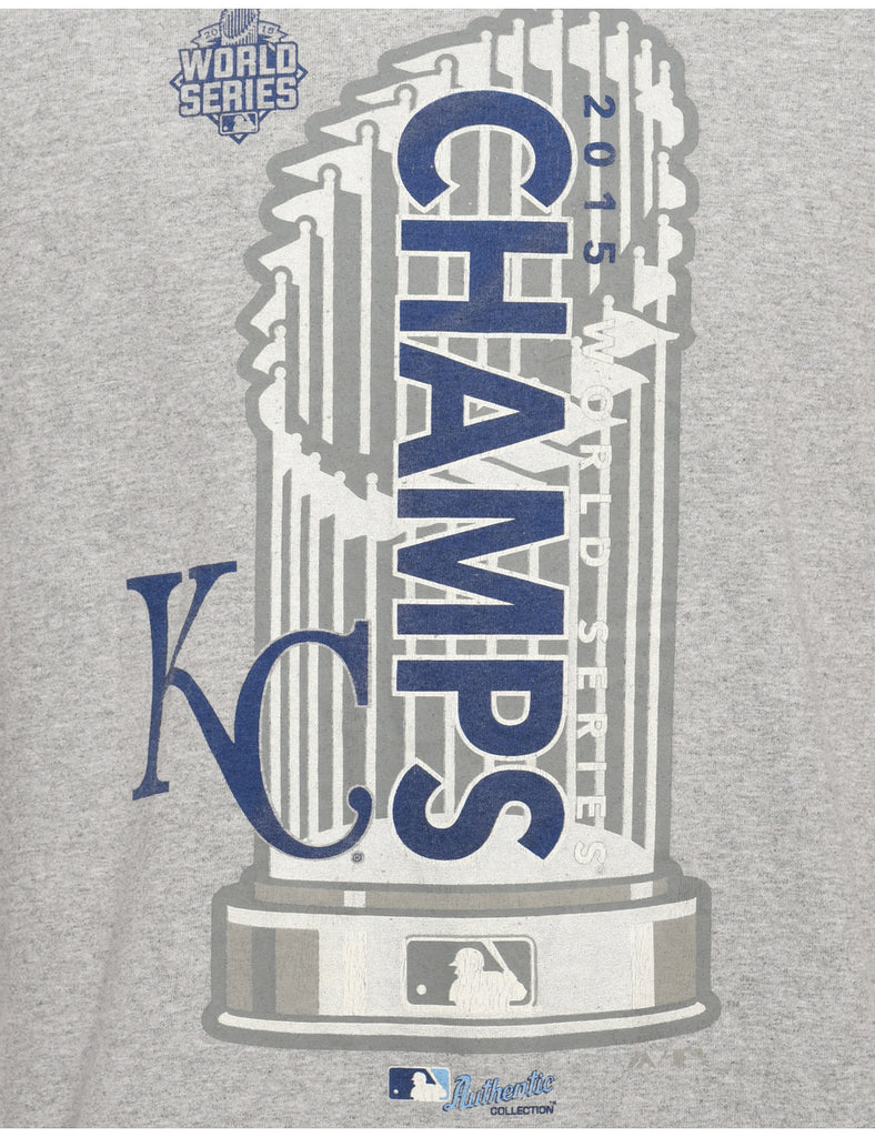 Grey & Navy KC Champs Printed T-Shirt  - M