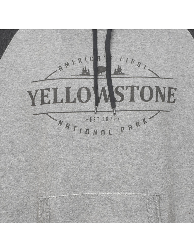 Grey Printed Yellowstone Hoodie - L