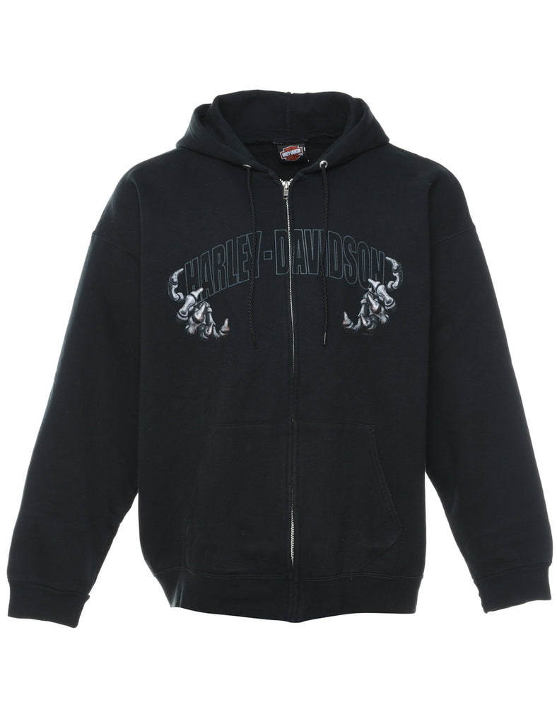 Harley Davidson Black Clasic Printed Hoodie - L