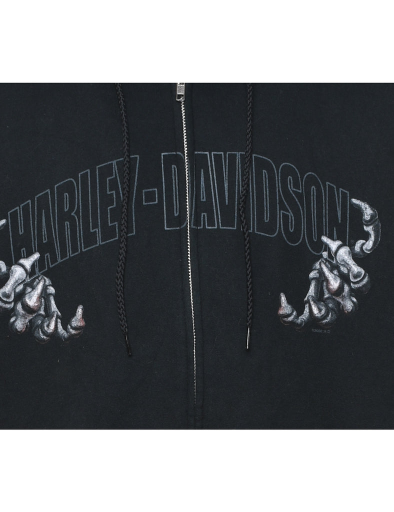 Harley Davidson Black Clasic Printed Hoodie - L