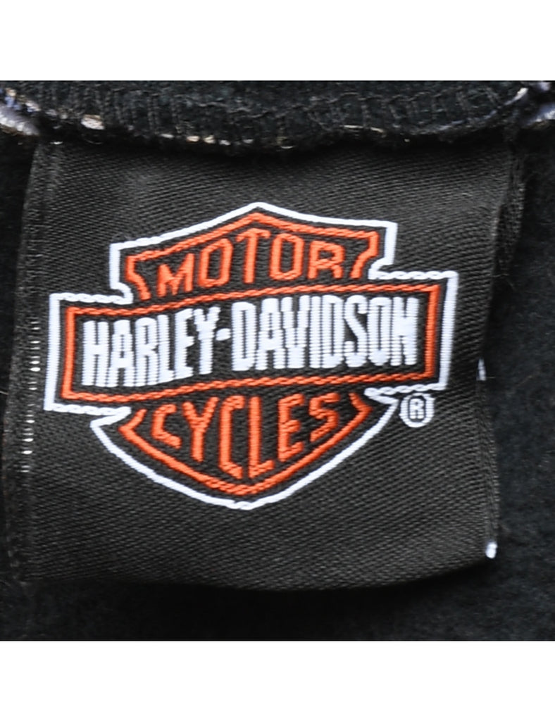 Harley Davidson Black Clasic Printed Hoodie - L