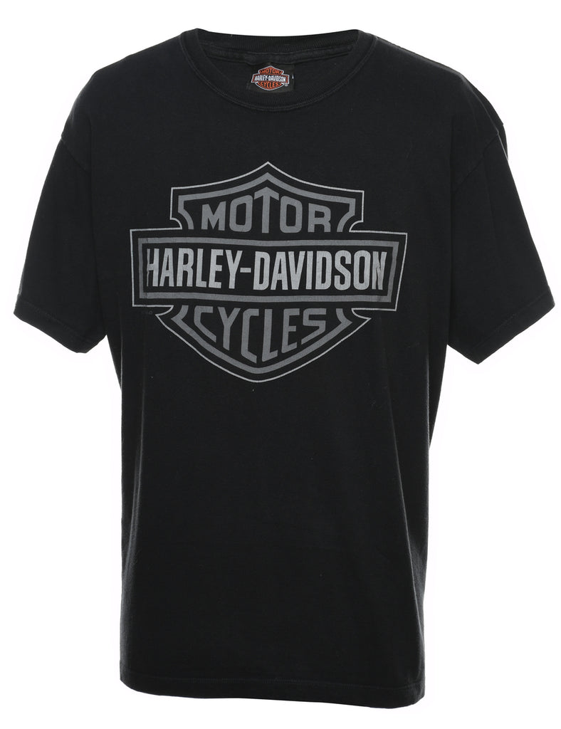 Harley Davidson Black & Grey Printed T-shirt - L