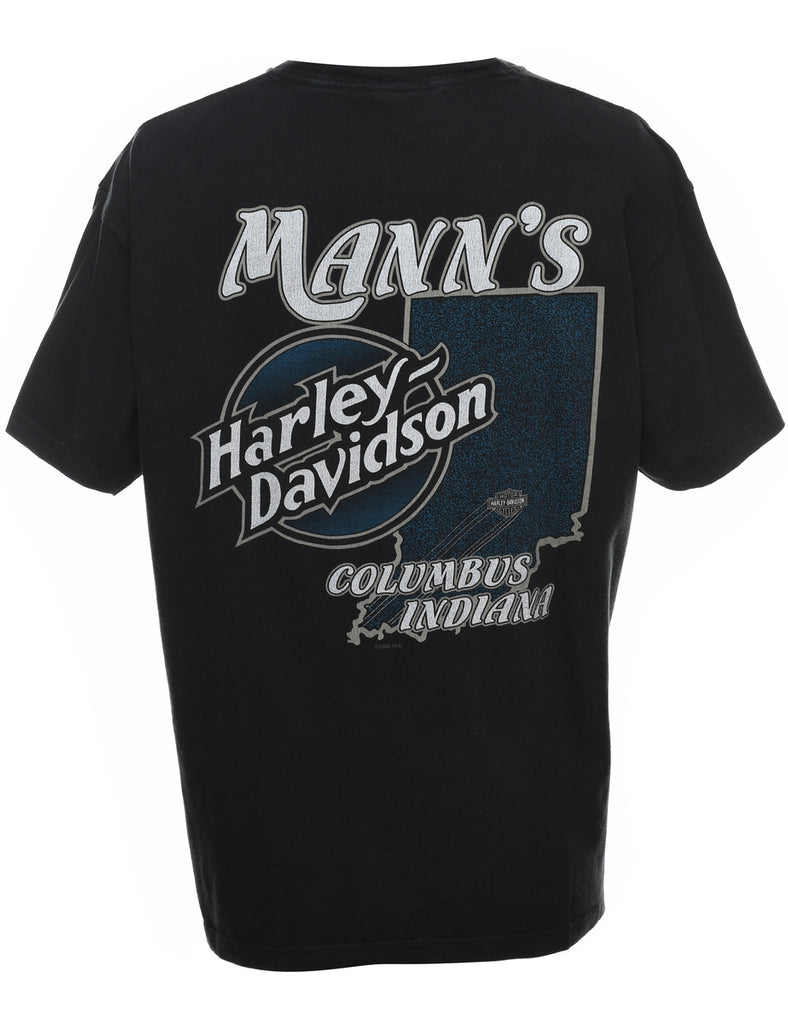 Harley Davidson Black & Grey Printed T-shirt - L