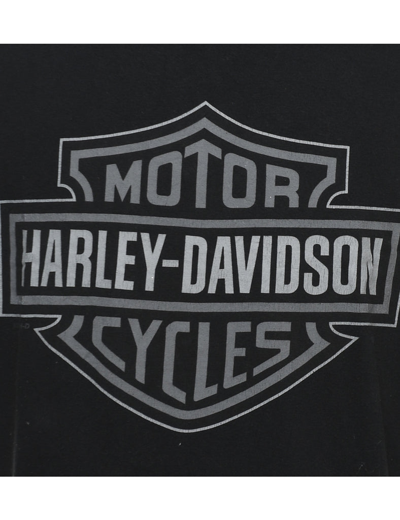 Harley Davidson Black & Grey Printed T-shirt - L