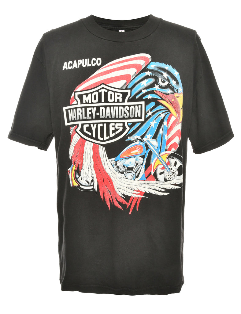 Harley Davidson Black Printed T-shirt - L