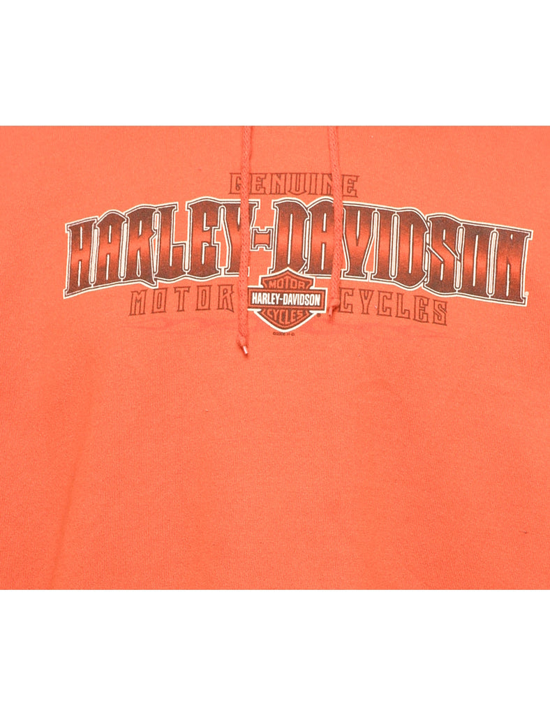 Harley Davidson Printed Orange Hoodie - XL