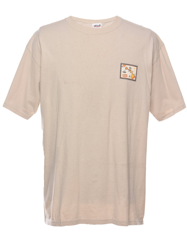 Hawaii Beige Printed T-shirt - XL