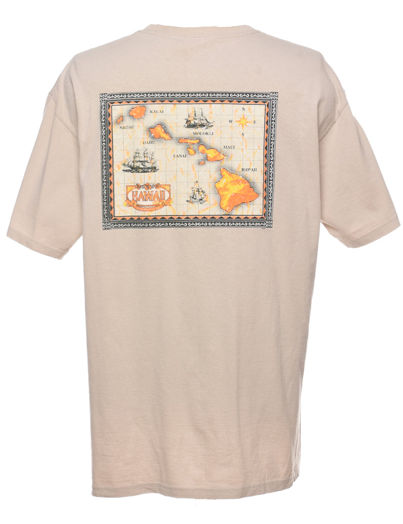 Hawaii Beige Printed T-shirt - XL