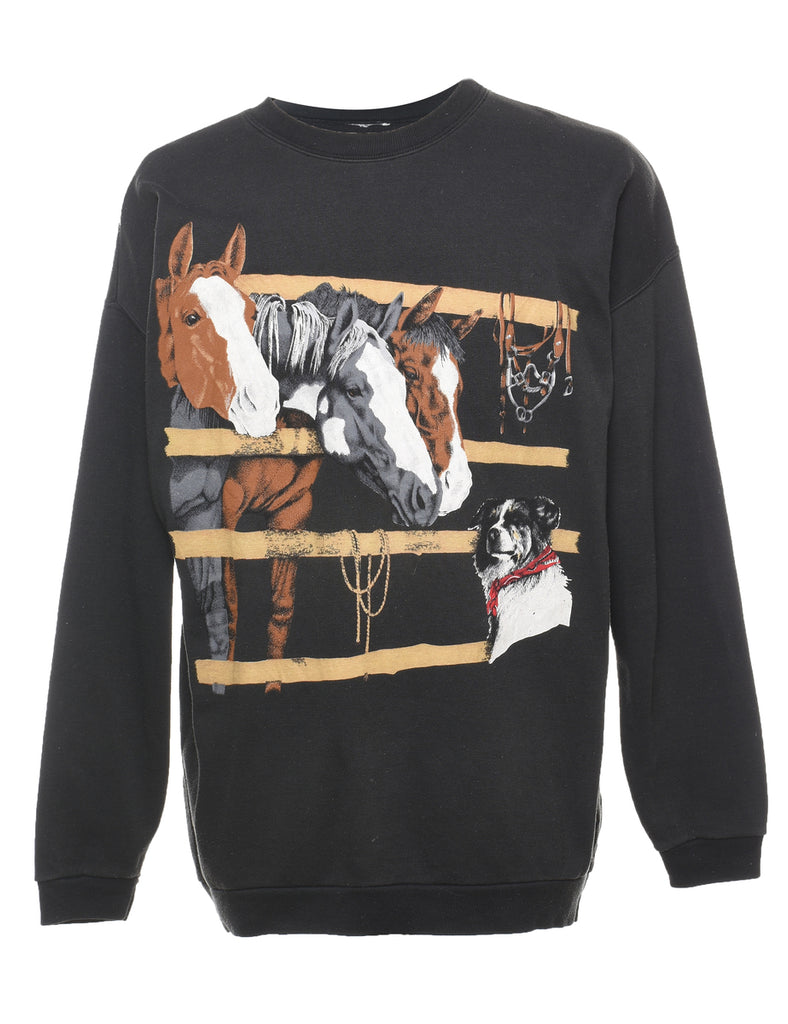 Horse Design Animal Sweatshirt - M