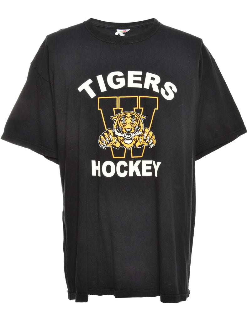 Ice Hockey Tigers Black Sports T-shirt - L