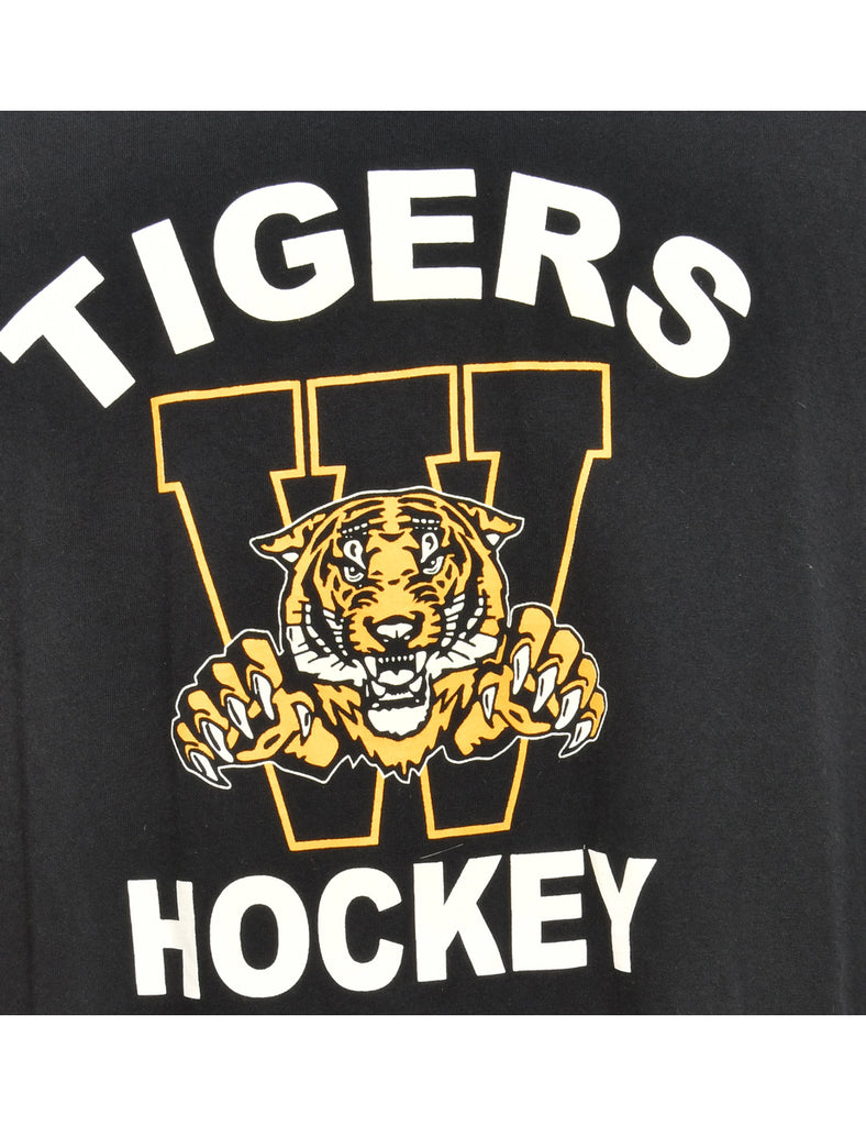 Ice Hockey Tigers Black Sports T-shirt - L