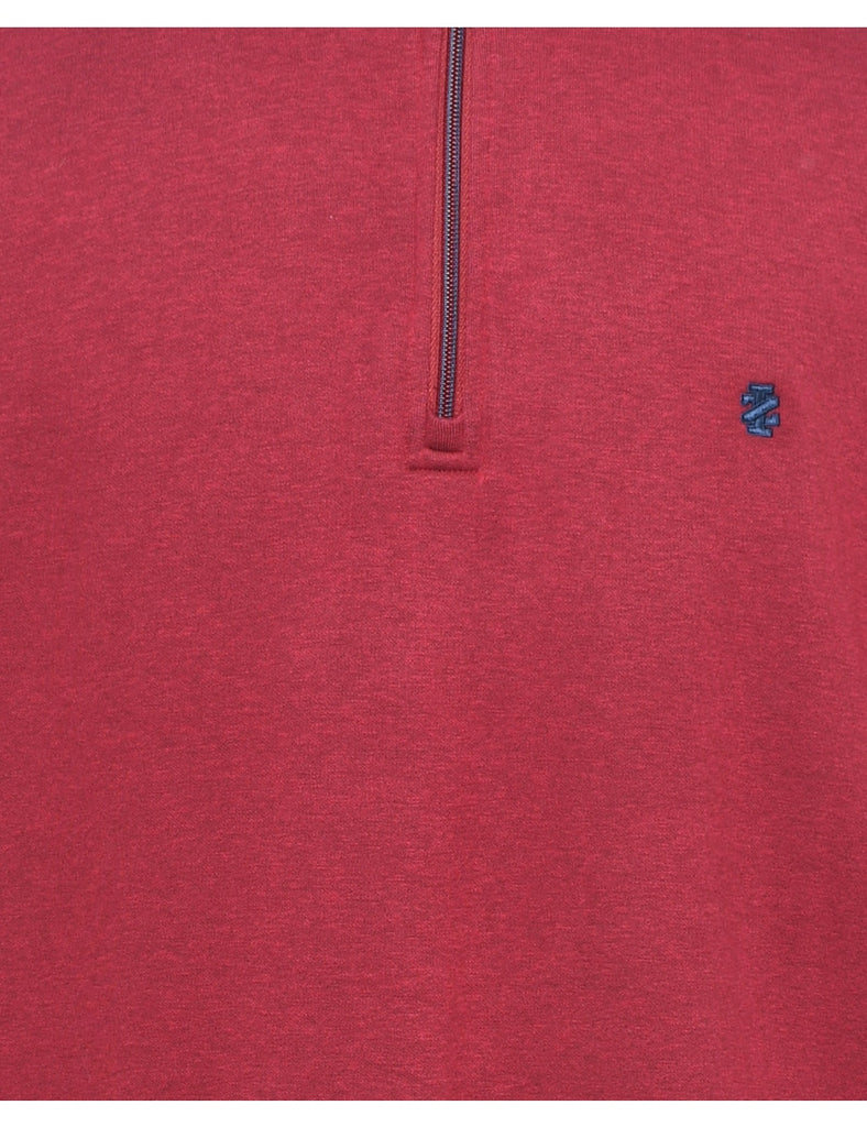 Izod Quarter-Zip Maroon Plain Sweatshirt - XL