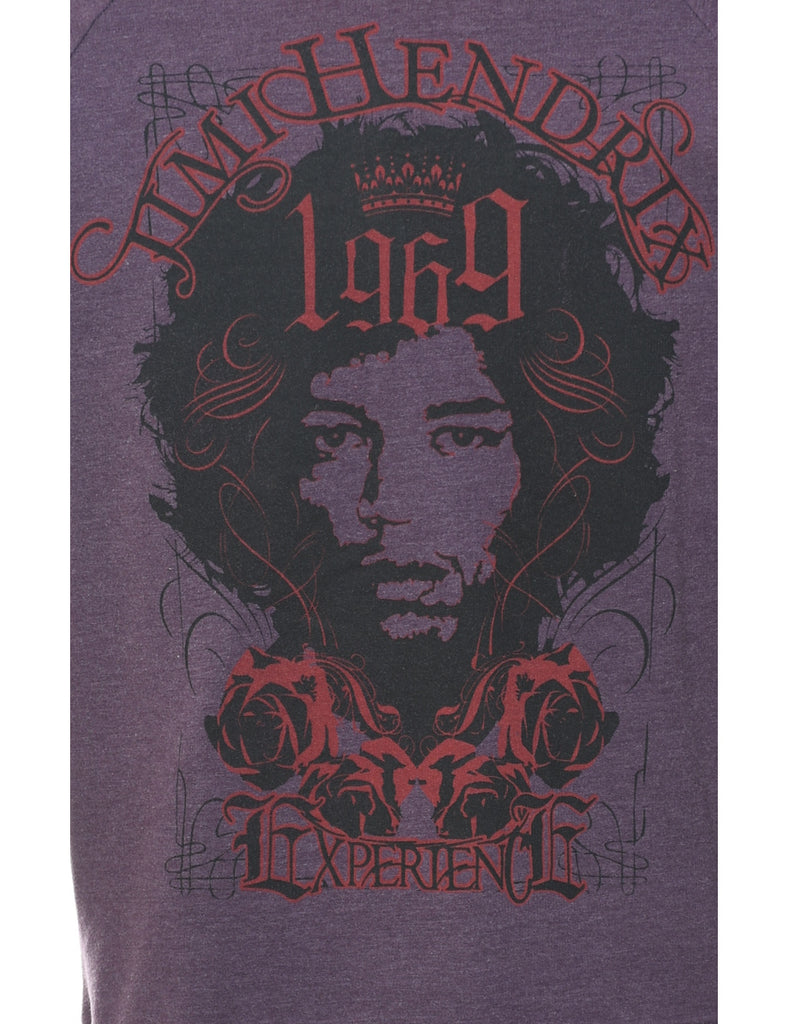 Jimi Hendrix Printed Purple Sweatshirt - M