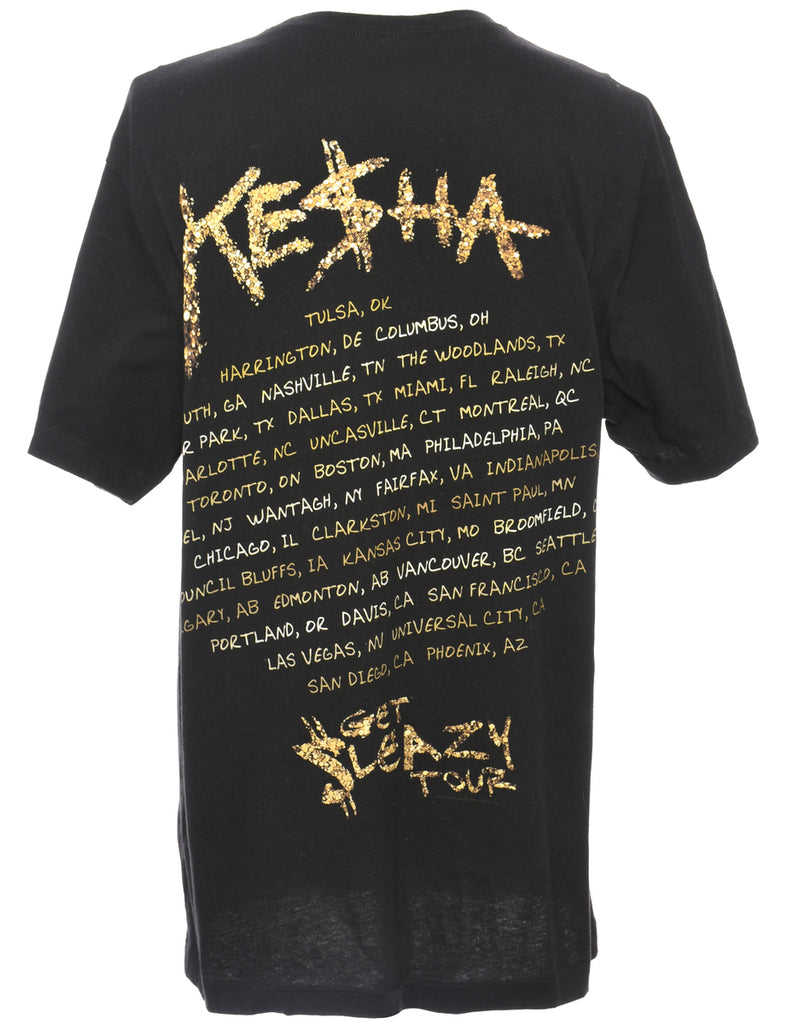 Kesha Black Printed T-shirt - L