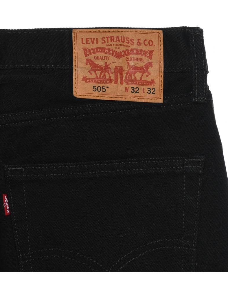 Levis 505 Black Straight-Fit Jeans - W32 L32