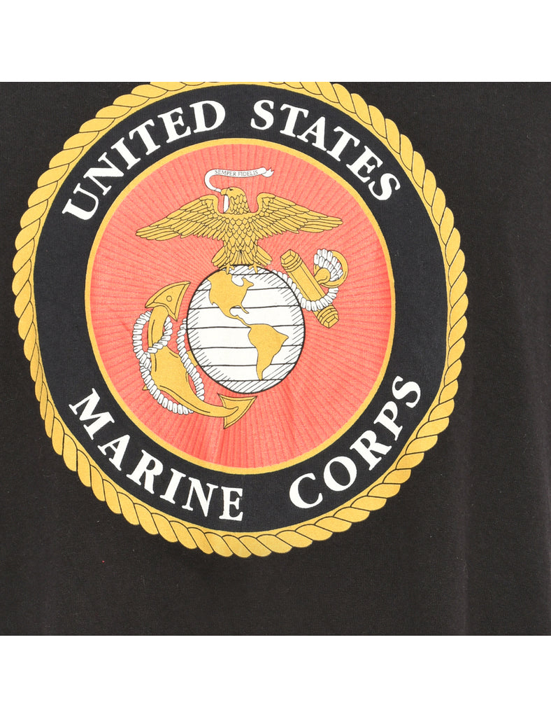 Marine Corps Black Printed T-shirt - L