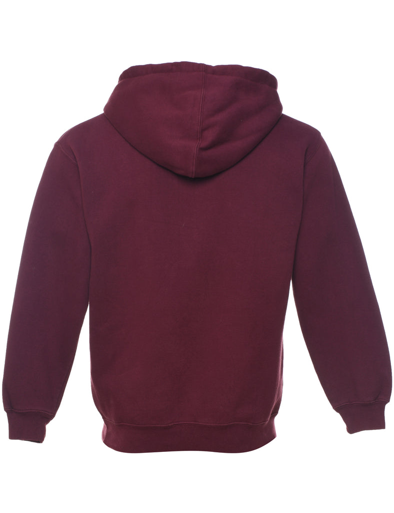 Maroon & Black Embroidered Hoodie - S