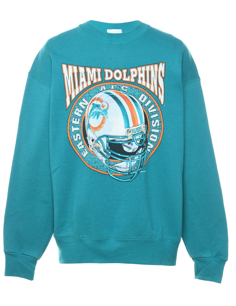 Miami Dolphins Printed Turquoise Sweatshirt - L