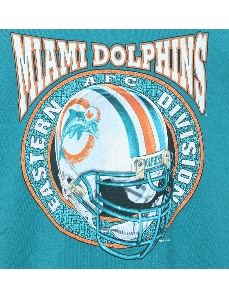 Miami Dolphins Printed Turquoise Sweatshirt - L