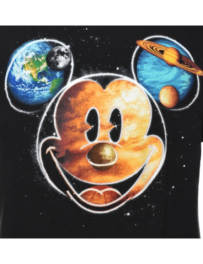 Mickey Mouse Black Printed Cartoon T-shirt - L