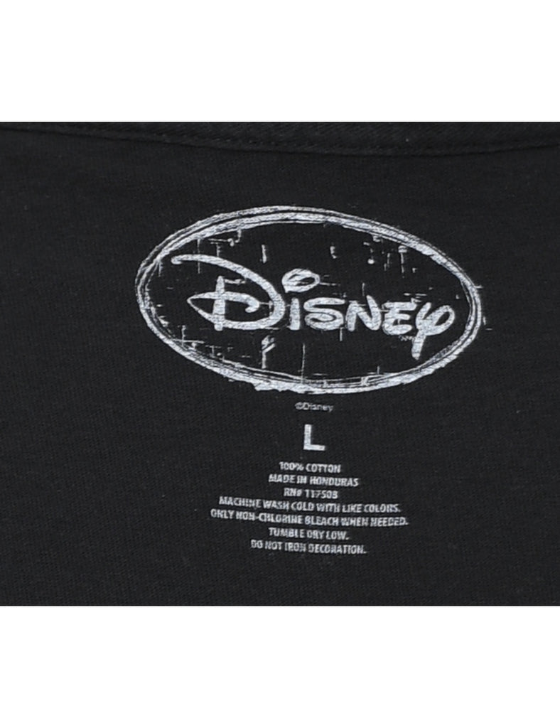 Mickey Mouse Black Printed Cartoon T-shirt - L