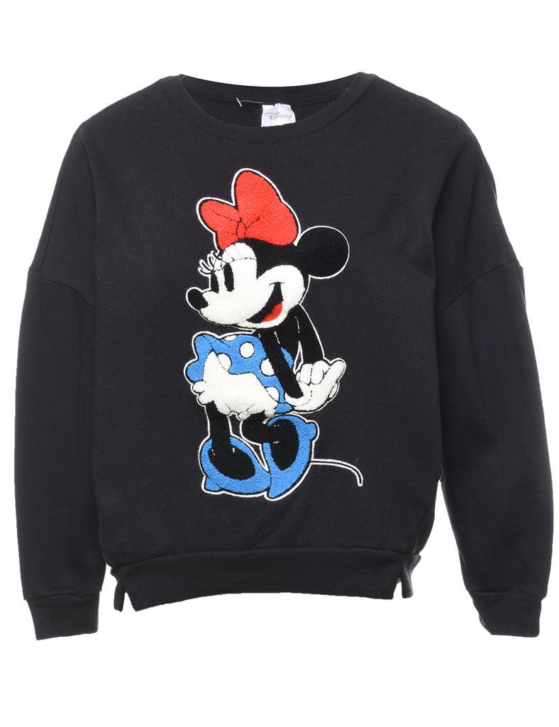 Minnie Mouse Black 1990s Cartoon Sweatshirt - S