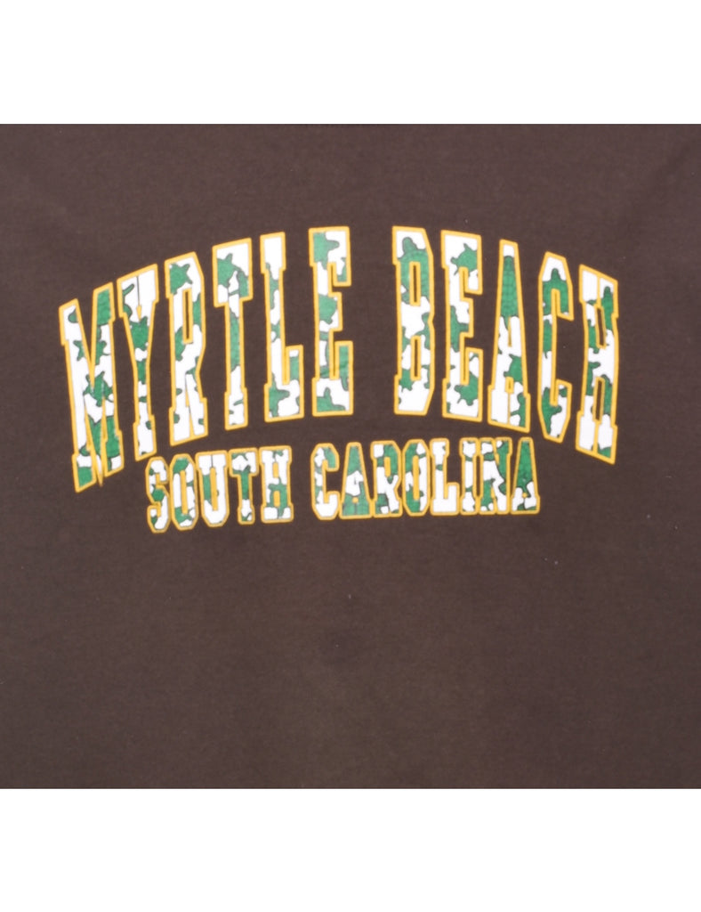 Myrtle Beach Printed Brown Sweatshirt - L