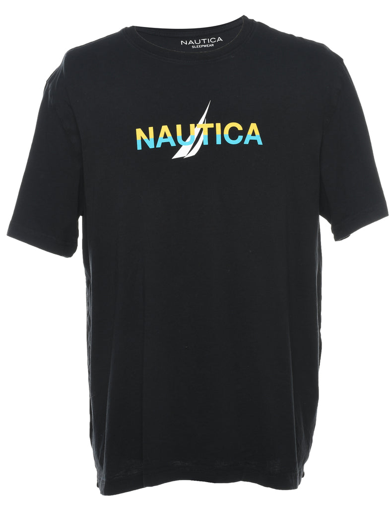 Nautica Printed Black & Multi-Colour T-shirt - XL