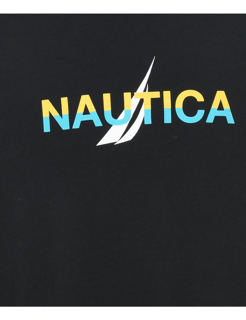 Nautica Printed Black & Multi-Colour T-shirt - XL