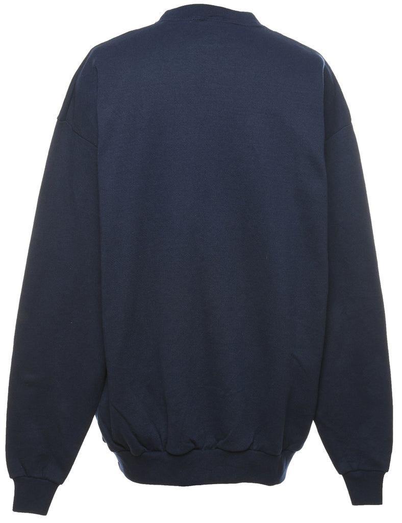 Navy 1990s Embroidered Sweatshirt - XL