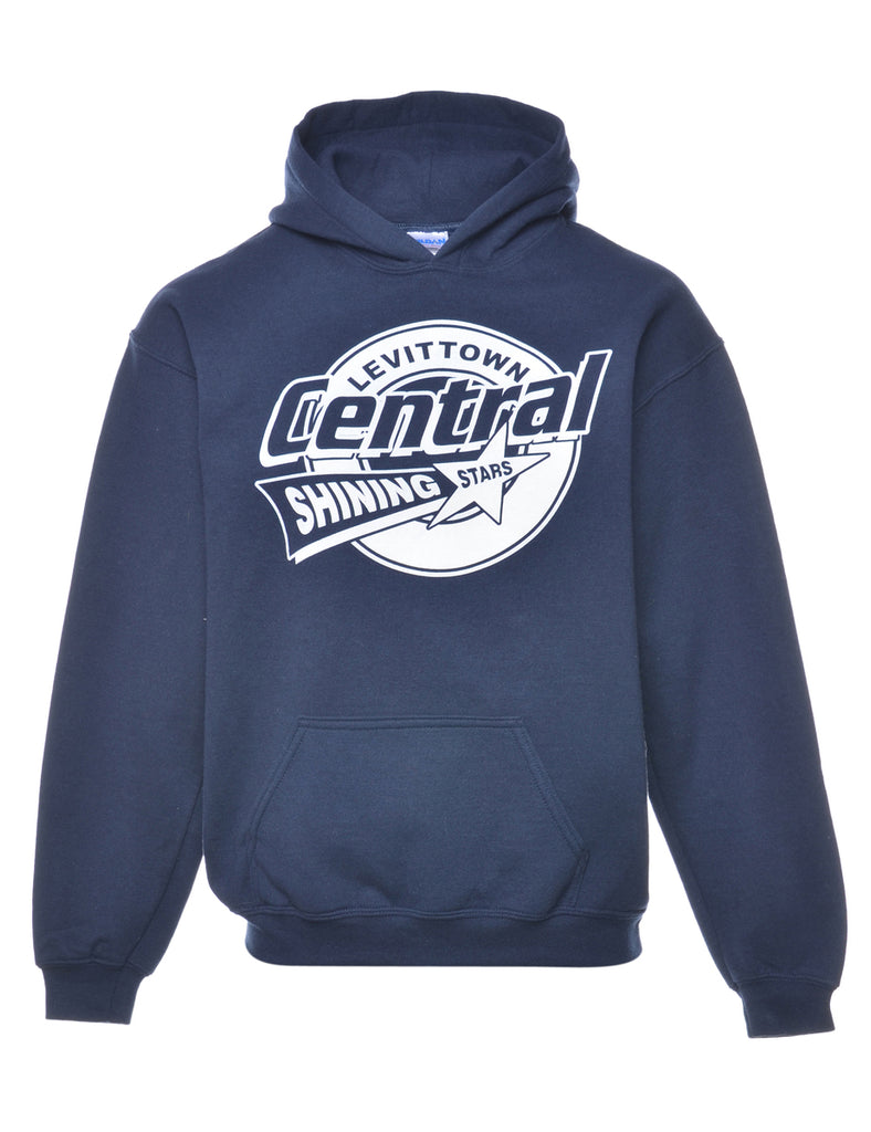 Navy Central Printed Hoodie - S