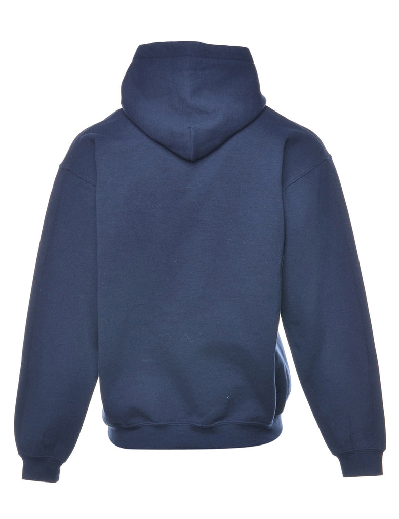 Navy Central Printed Hoodie - S