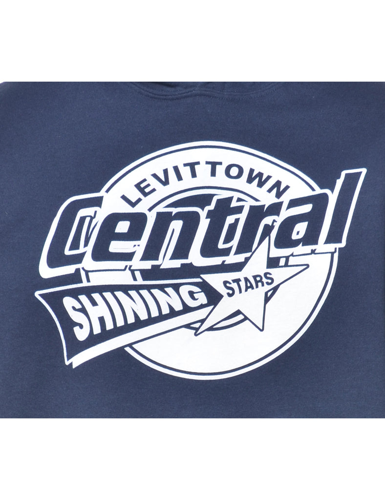 Navy Central Printed Hoodie - S