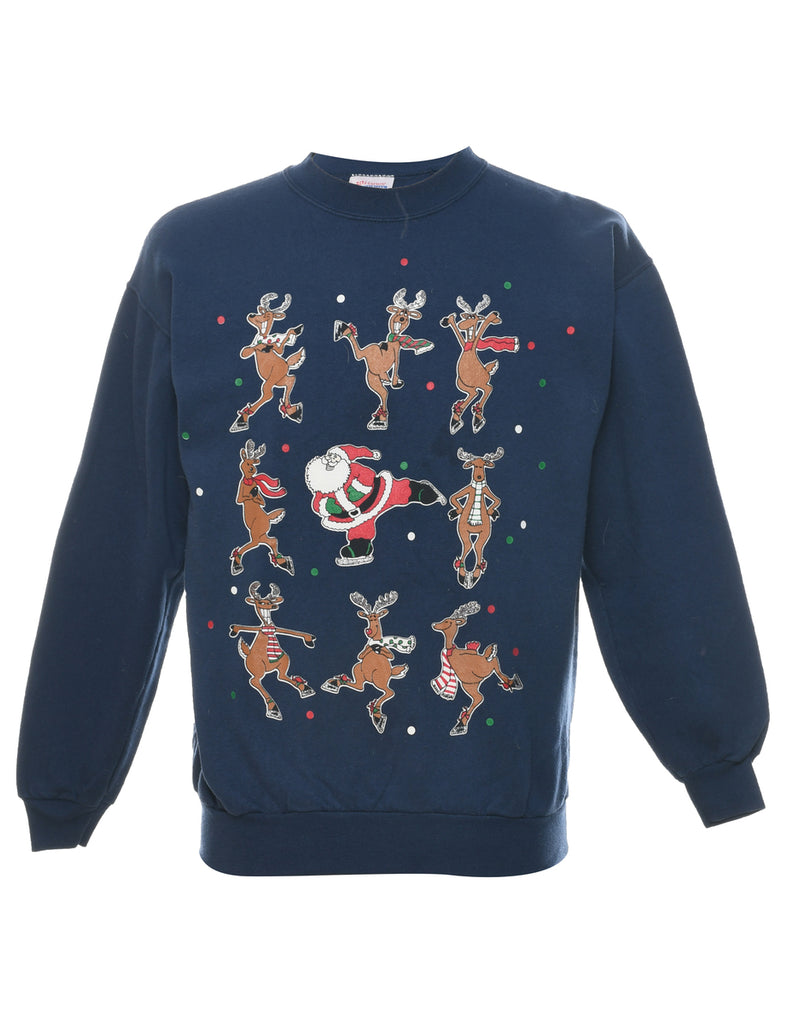 Navy Christmas Sweatshirt - M