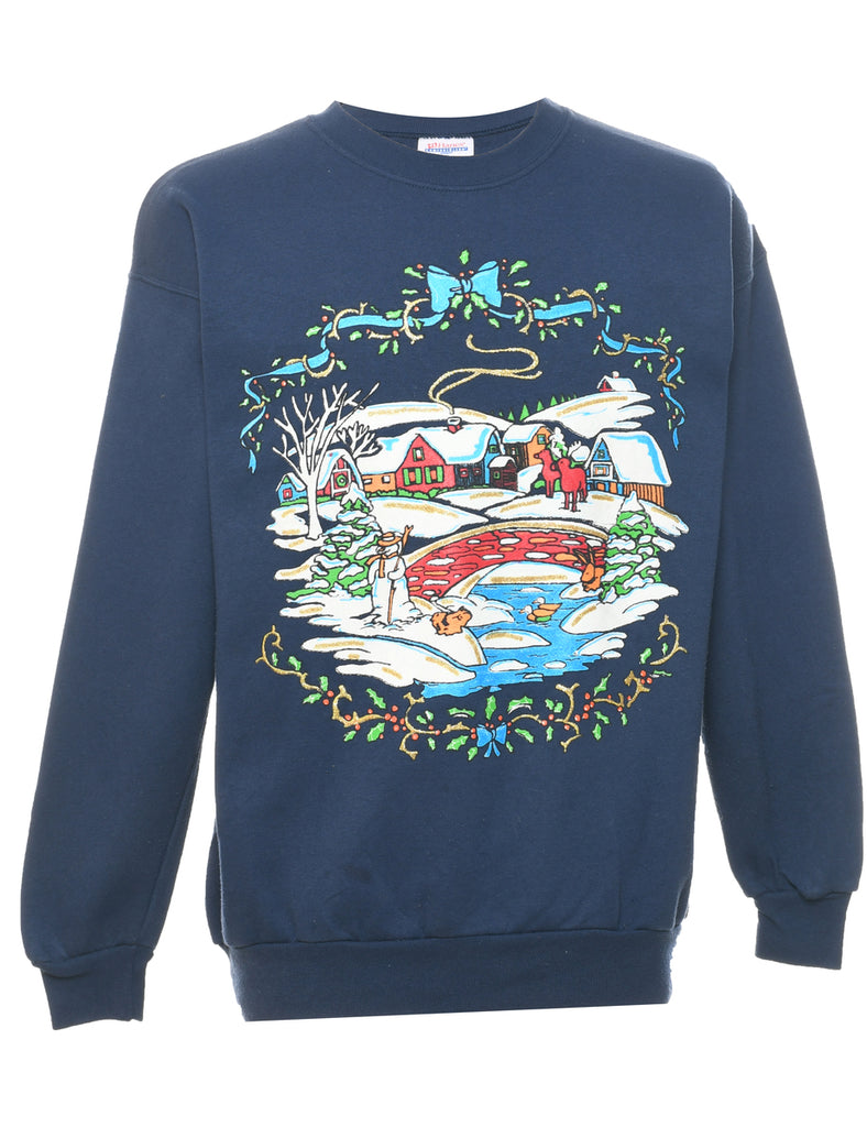 Navy Christmas Sweatshirt - M