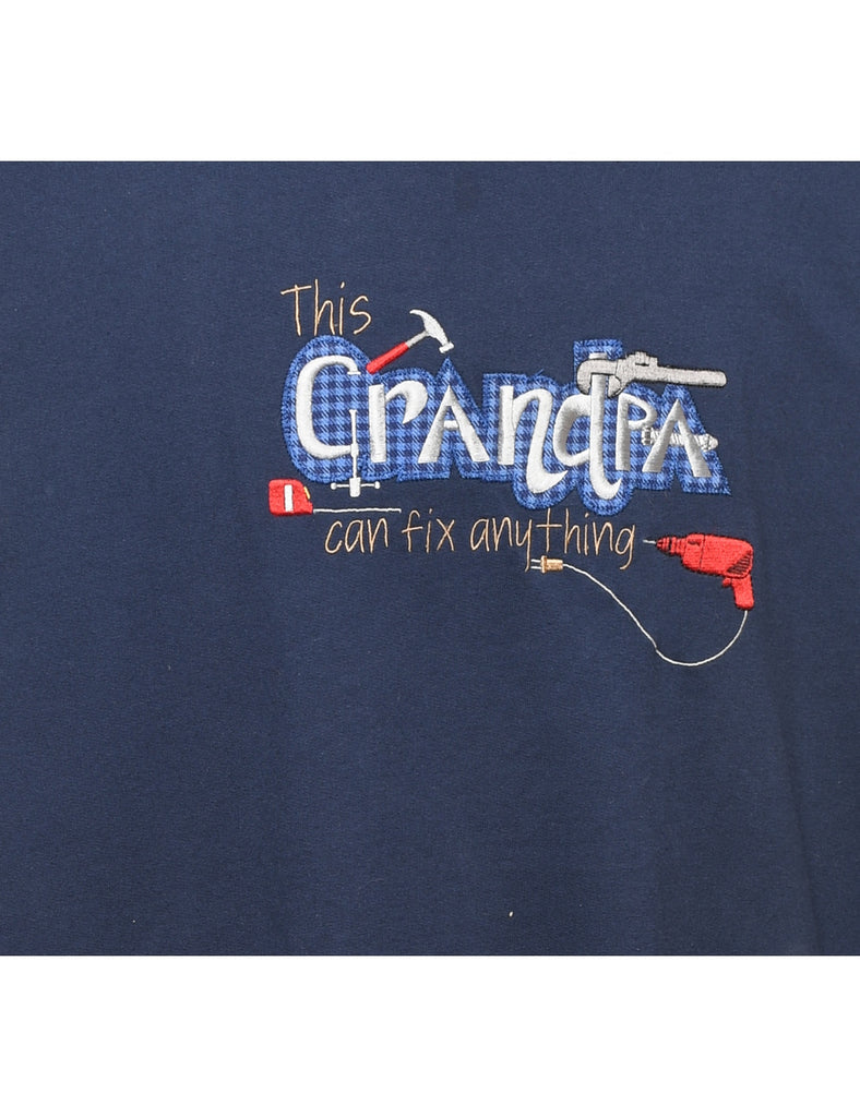 Navy Grandpa Embroidered Sweatshirt - XL