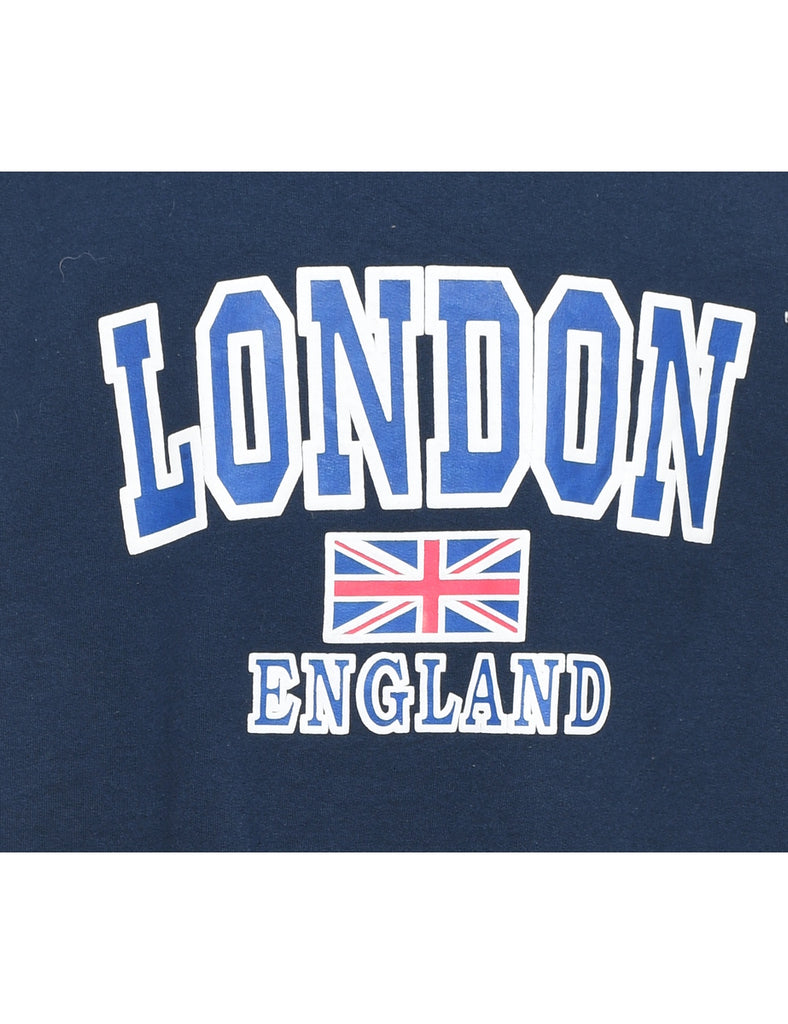 Navy London Printed Sweatshirt - XL