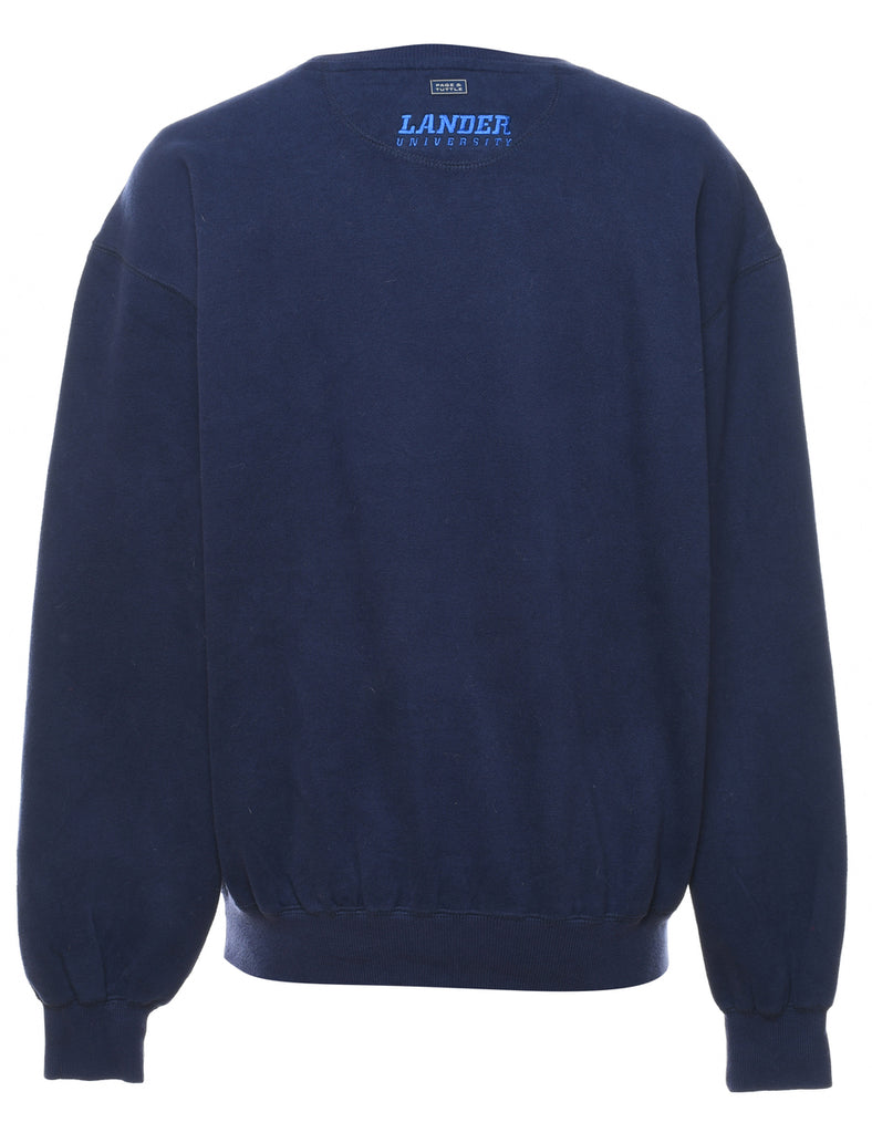 Navy Plain Embroidered Sweatshirt - S