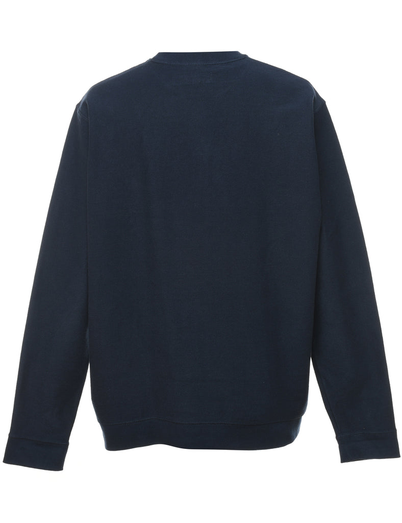 Navy Plain Embroidered Sweatshirt - L